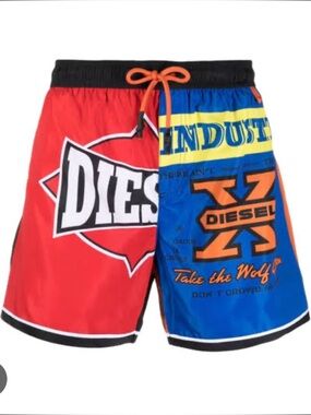 NWT Diesel Men’s Red, Blue & Orange Graphic swim shorts
